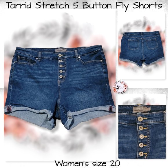 Torrid Stretch 5 Button Fly Jean Shorts size 20 - Picture 1 of 7
